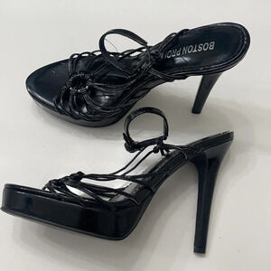 Strappy Heels Black Shoes platform 6.5